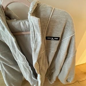 sisters and seekers gray waffle zip up sweatshirt
